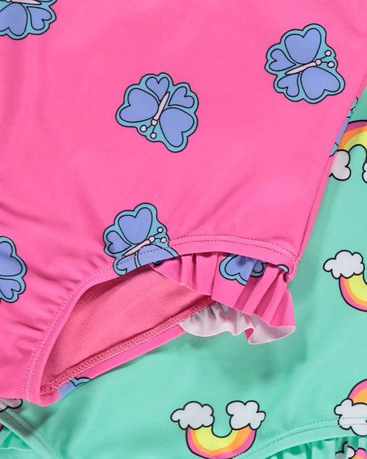 Rainbow and Butterflies Swimsuit 2 Pack for children, available from Melly's World in Lebanon