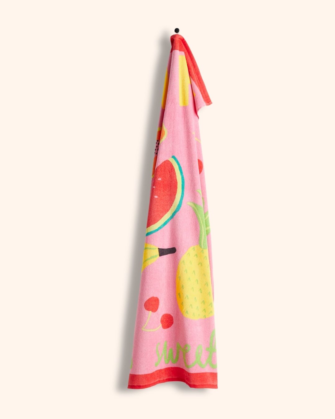 Papaya Print Bath Towel for children, detail view, available from Melly's World in Lebanon