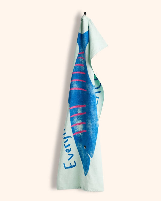 Shark Print Bath Towel for children, available from Melly's World in Lebanon