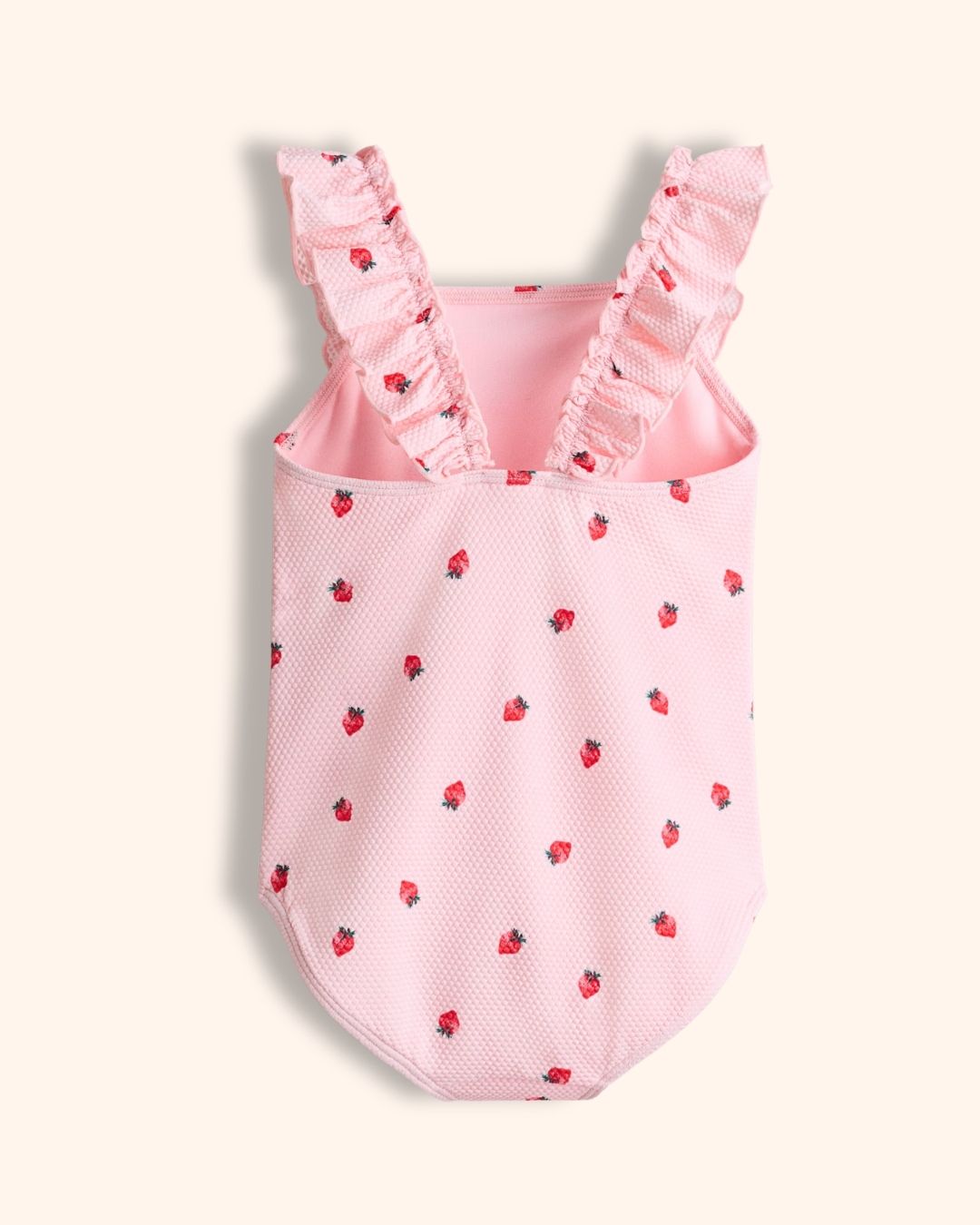 Strawberry Frill Swimsuit for children, back view, available from Melly's World in Lebanon