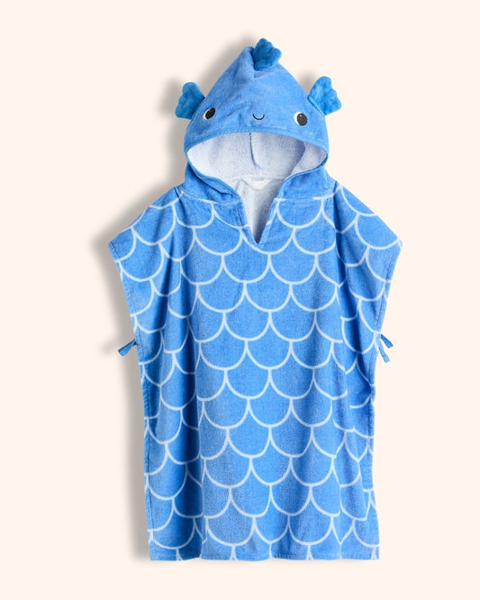 Blue Fish Towel Cape for children, available from Melly's World in Lebanon