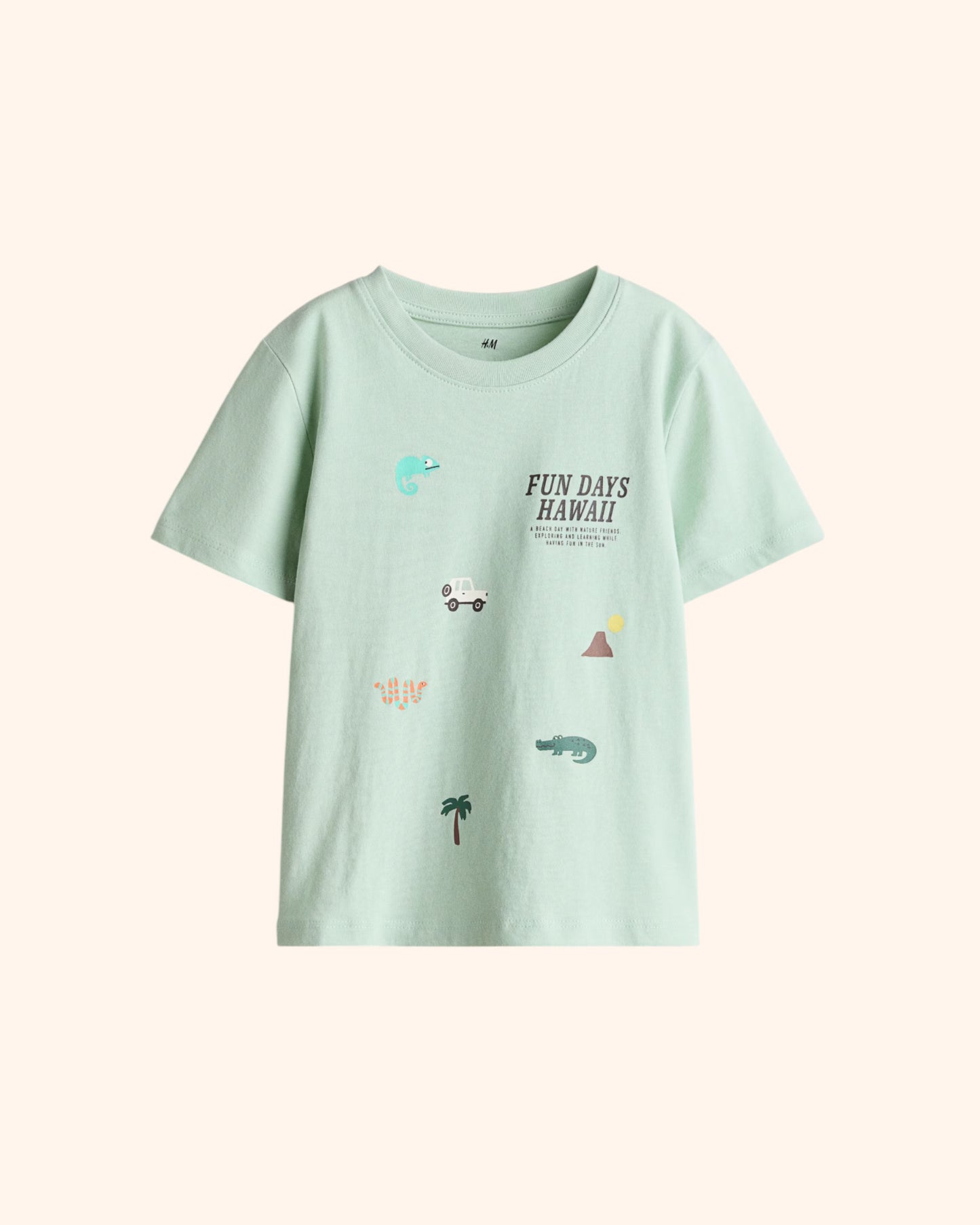 H&M UK - Light Green Fun Days T-Shirt