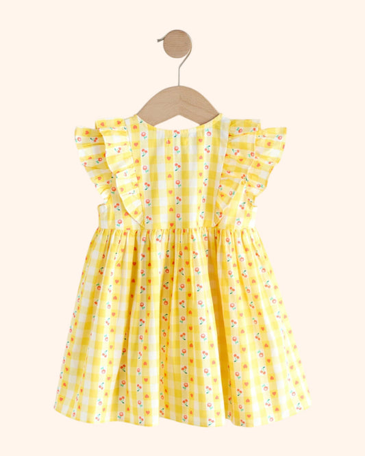 Yellow Flowers Dress - Back