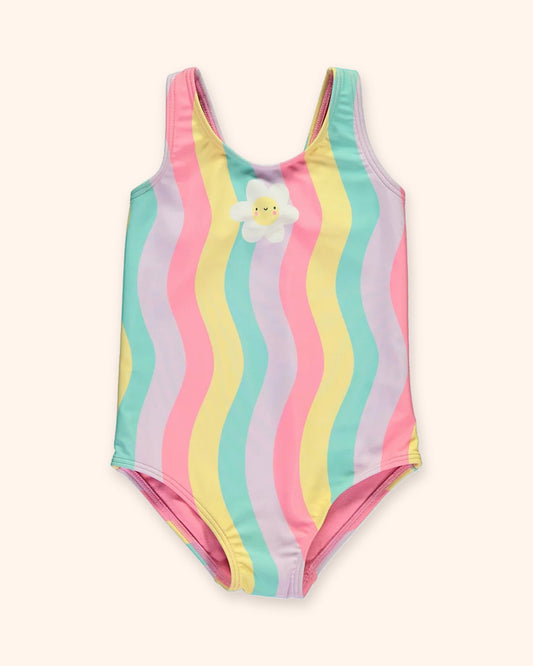 Pink Multi Striped Flower Swimsuit for children, available from Melly's World in Lebanon