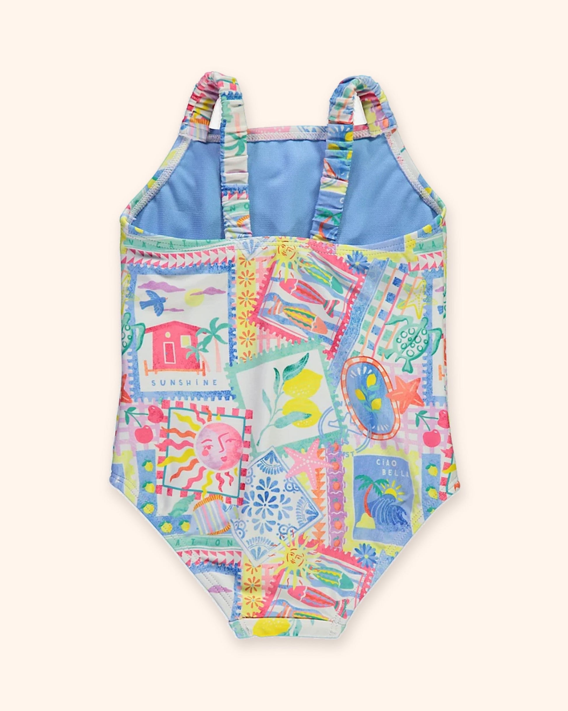 Postcard Swimsuit for children, available from Melly's World in Lebanon