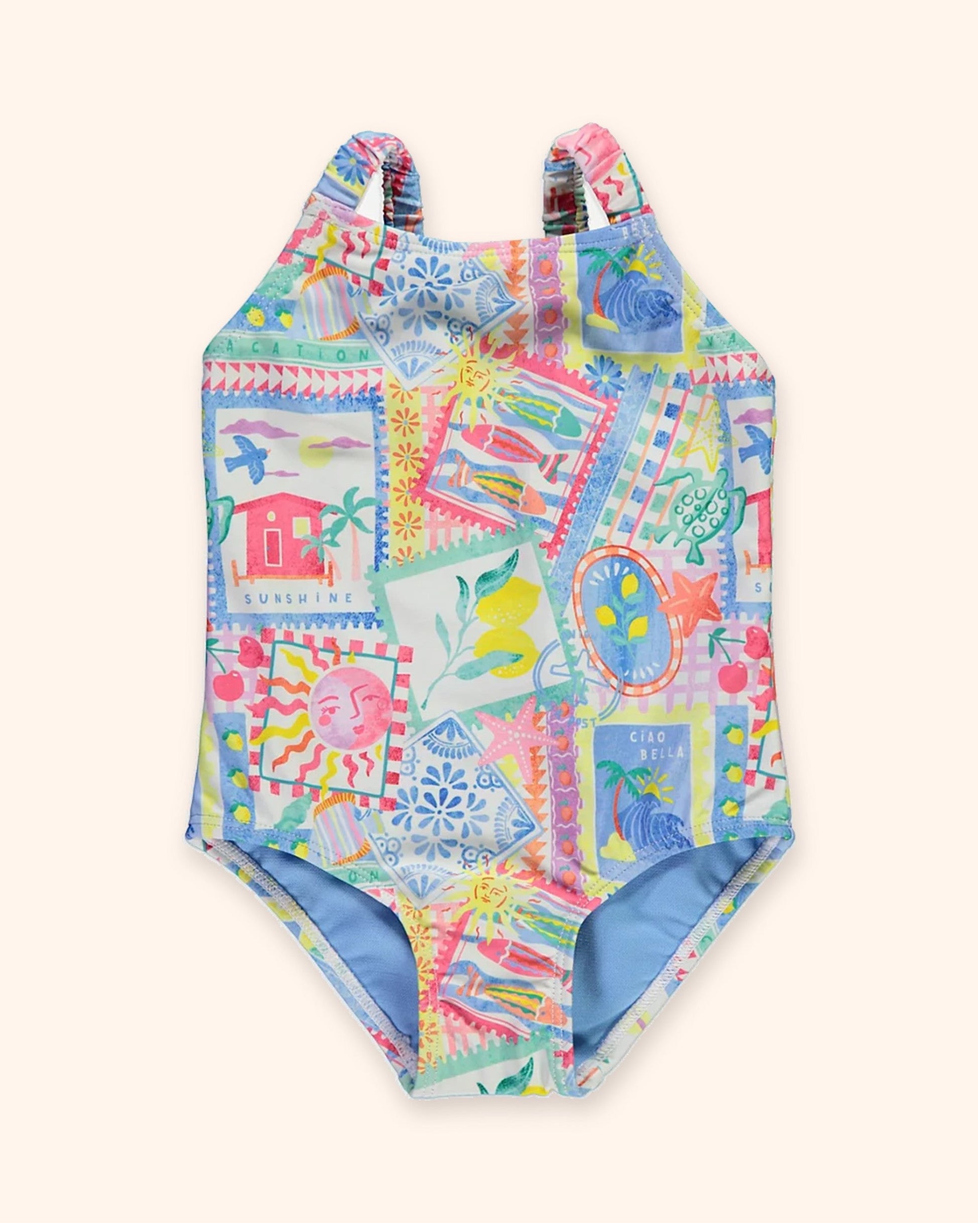 Postcard Swimsuit for children, available from Melly's World in Lebanon