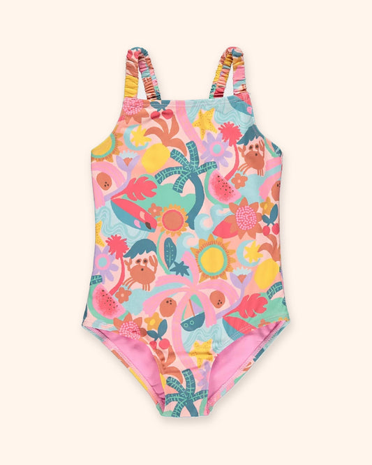 Tropical Crab Ribbed Swimsuit for children, available from Melly's World in Lebanon